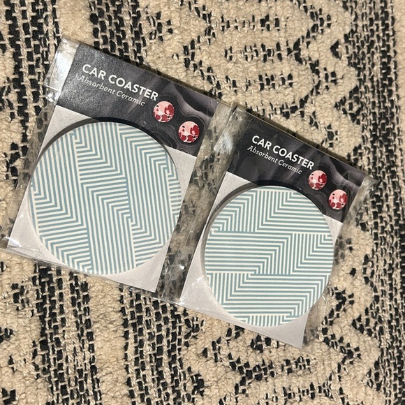 Absorbent Ceramic Car Coaster - Chevron Design (Set of 2), Collectable- NWT - Picture 2 of 4